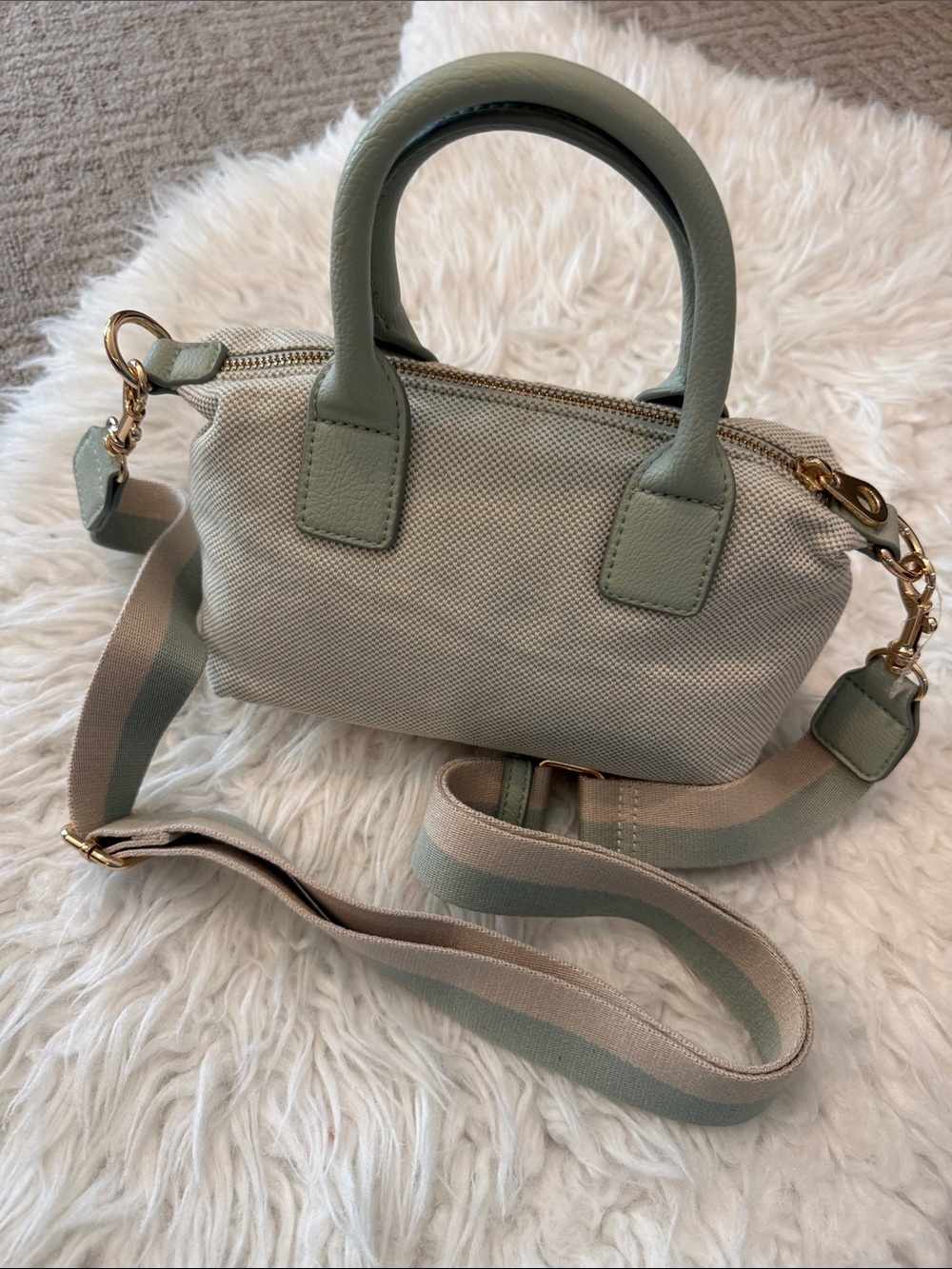 Target Mini Satchel in Sage Green and Cream with Gold Hardware